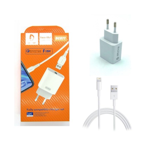 CHARGER ADAPTER DENMEN DC07L/DC07-L SMART HD 18W QC3.0 3.6A WHITE